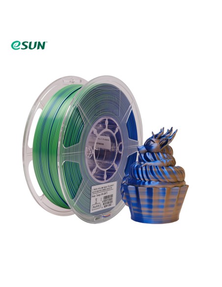 eSun ePLA-Silk Mystic - Dreifarbiges 3D-Druck-Filament | 1,75 mm (1Kg) | Blau/Orange/Grün