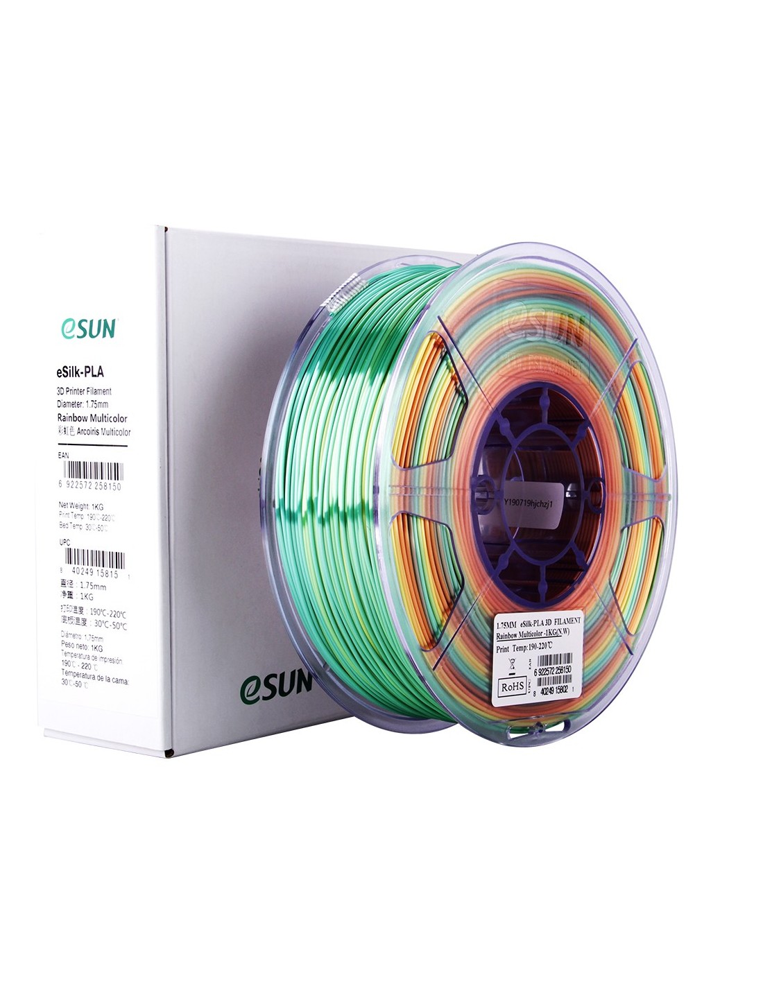 eSun ePLA-Silk | 3D-Druck Filament | 1,75 mm (1Kg) | Regenbogen