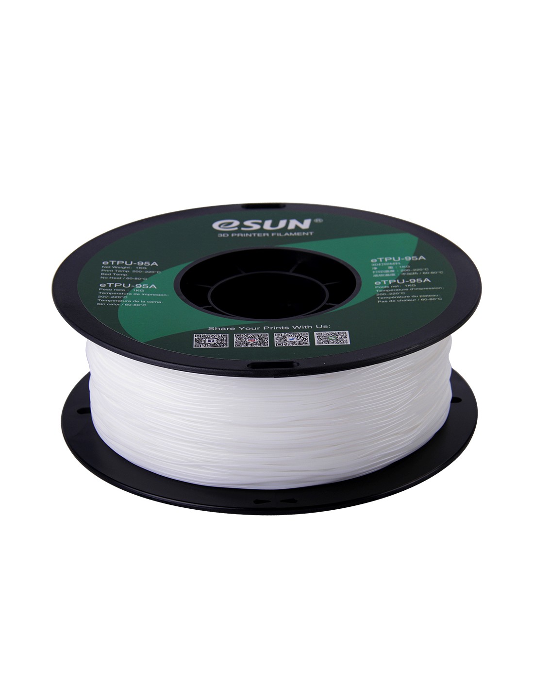 eSun eTPU-95A | 3D Printing Filament | 1.75 mm (1Kg) | White