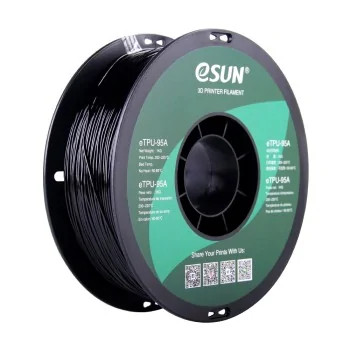 eSun eTPU-95A: Filamento para impressão 3D: 1.75mm (1Kg): Preto