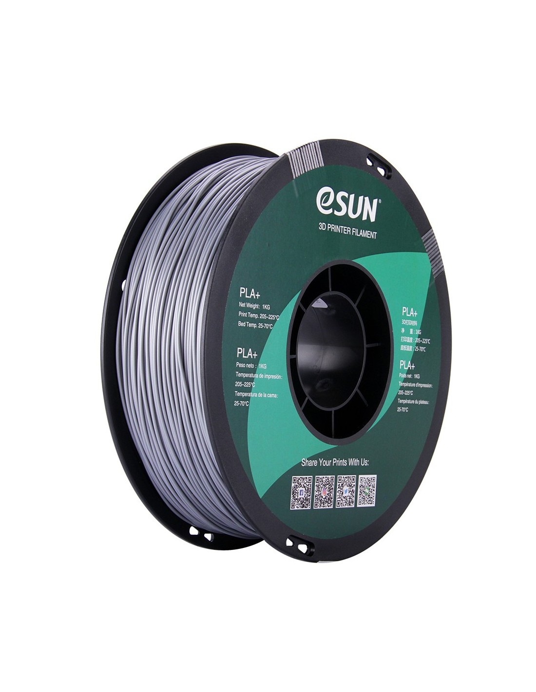 eSun PLA+ | 3D-Druck Filament | 1,75 mm (1Kg) | Silber