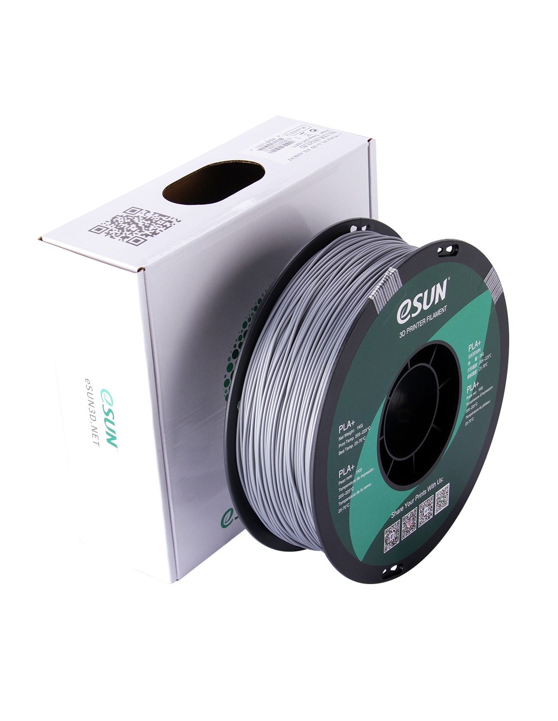 eSun PLA+ | 3D-Druck Filament | 1,75 mm (1Kg) | Silber