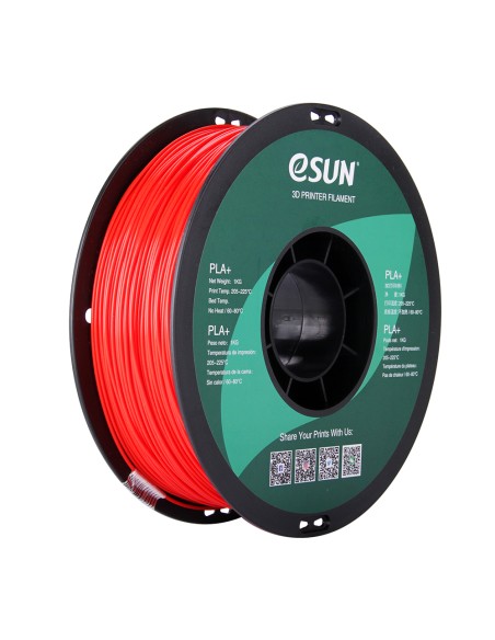 eSun PLA+ | Filamento para impresión 3D | 1,75 mm (1Kg) | Rojo