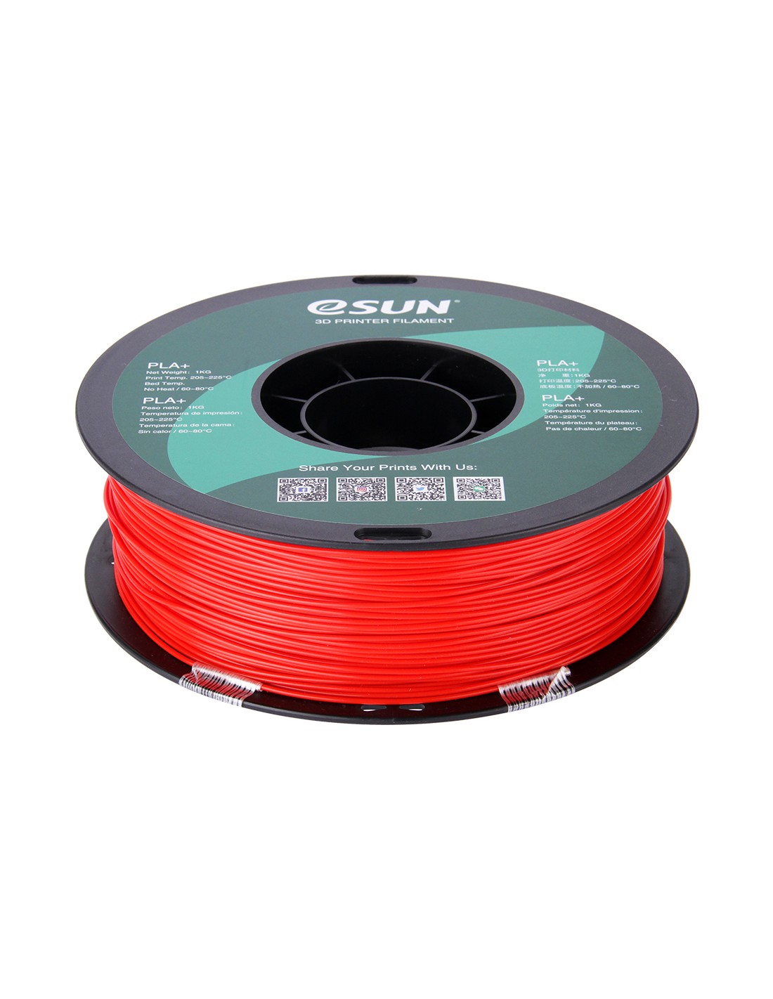 eSun PLA+ | Filamento para impresión 3D | 1,75 mm (1Kg) | Rojo