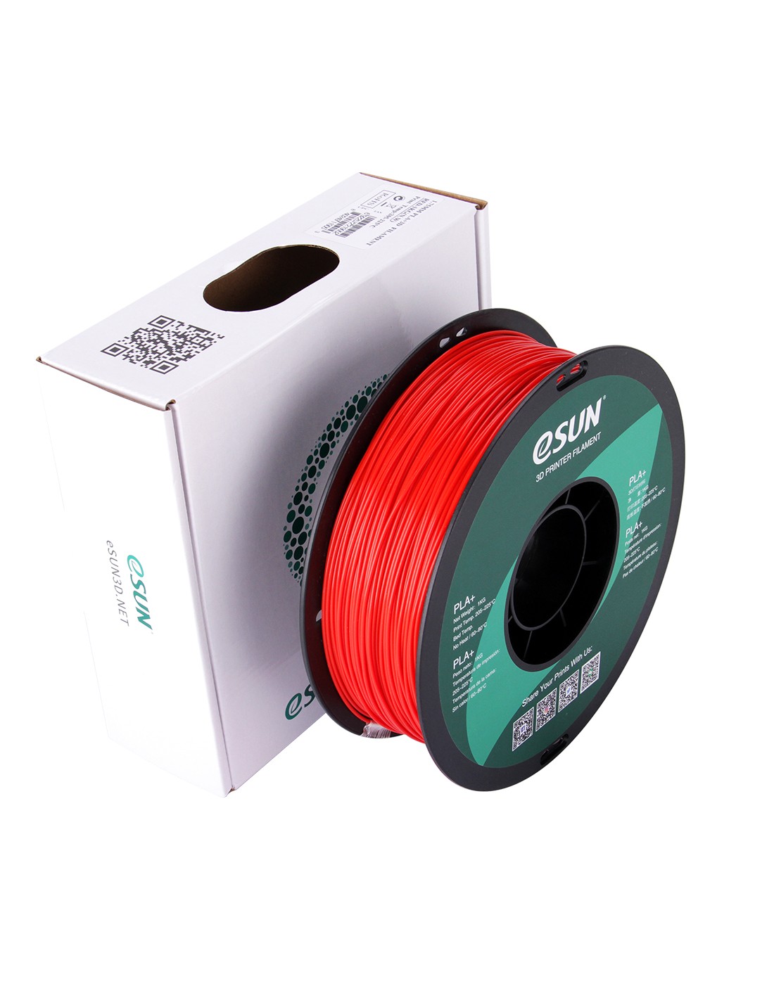 eSun PLA+ | Filamento para impresión 3D | 1,75 mm (1Kg) | Rojo