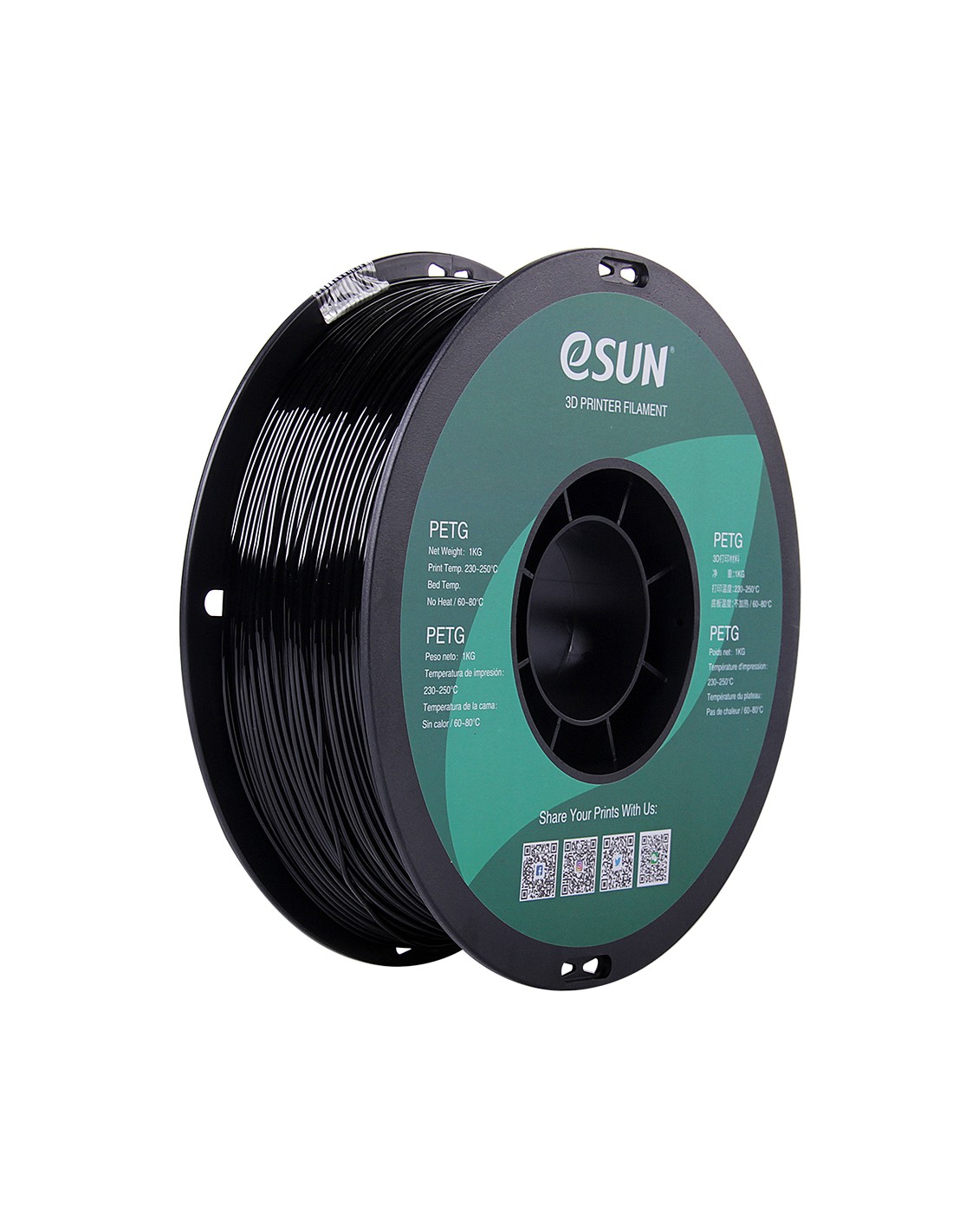 eSun PETG | 3D Printing Filament | 1.75 mm (1Kg) | Black