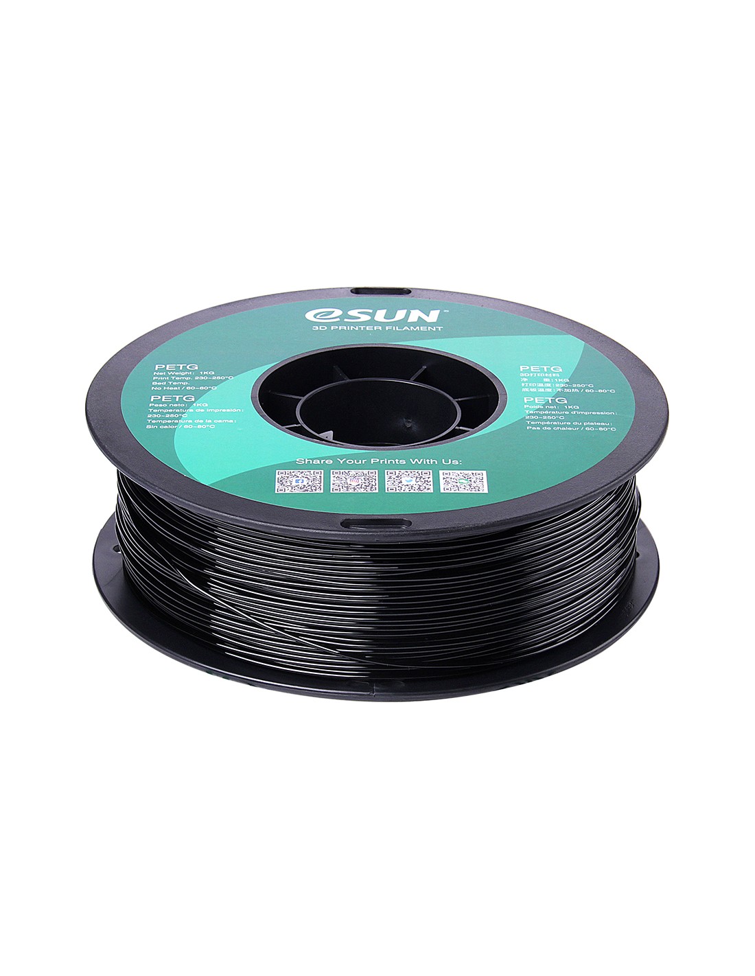 eSun PETG | 3D Druck Filament | 1.75mm (1Kg) | Schwarz