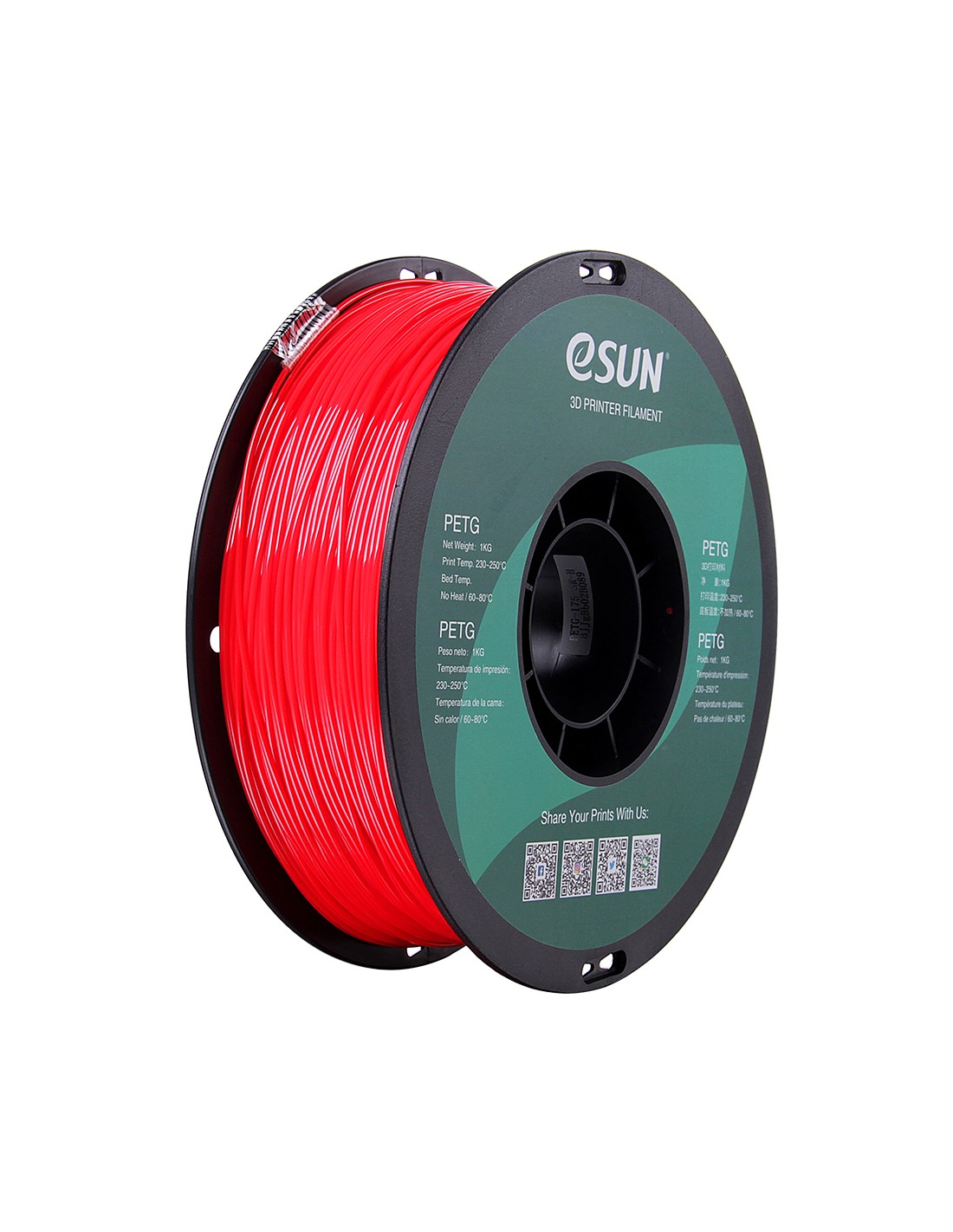 eSun PETG | 3D-Druck-Filament | 1,75 mm (1Kg) | Rot