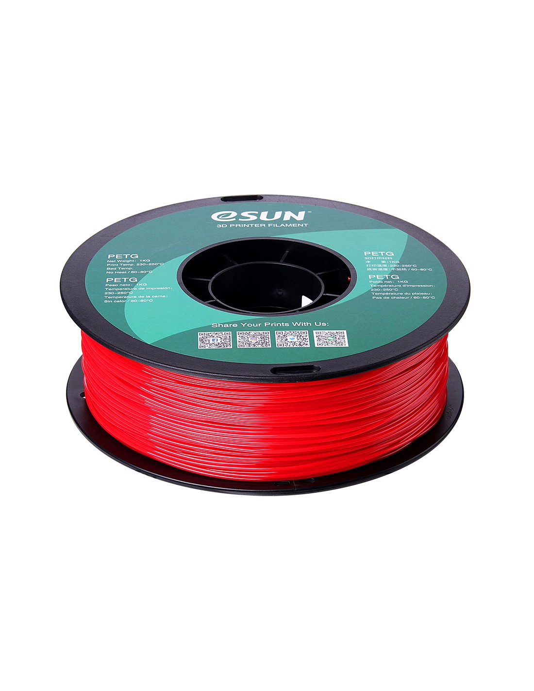 eSun PETG | Filamento para impressão 3D | 1.75 mm (1Kg) | Vermelho