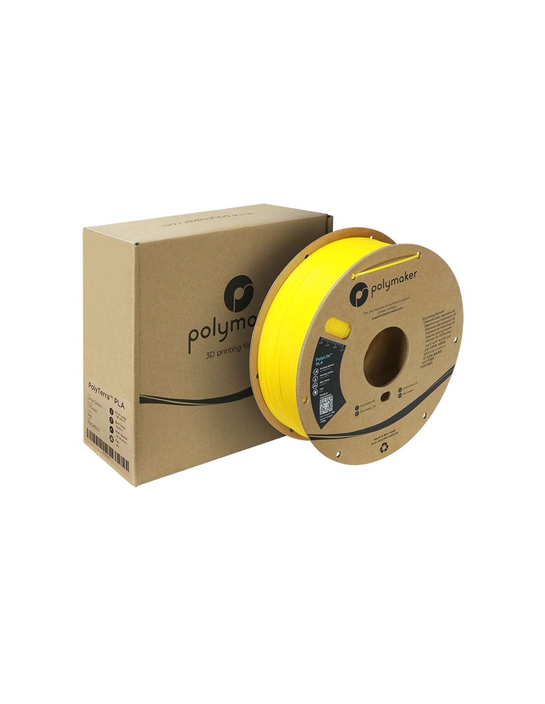 Polymaker PolyTerra PLA | Filamento para impressão 3D | 1,75 mm (1Kg) | Amarelo lima