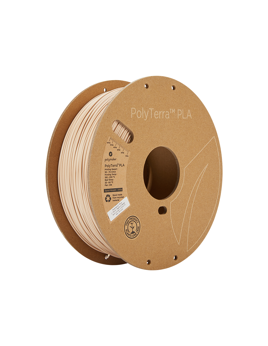 Polymaker PolyTerra PLA : Filament for 3D printing : 1,75 mm (1Kg) : Military beige