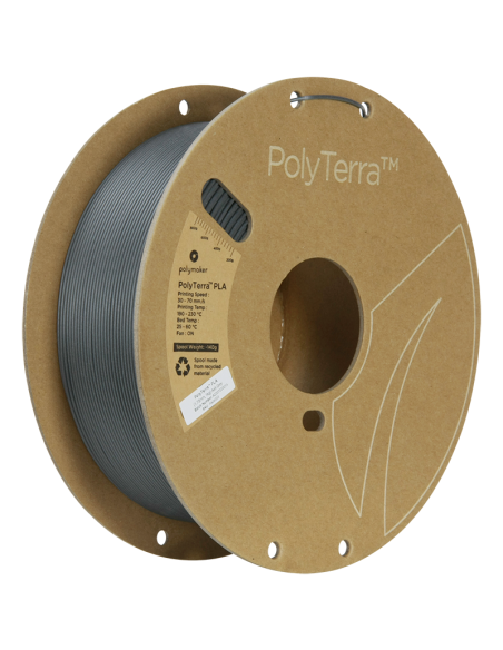 Polymaker PolyTerra PLA : Filamento para impressão 3D : 1,75 mm (1Kg) : Cinzento