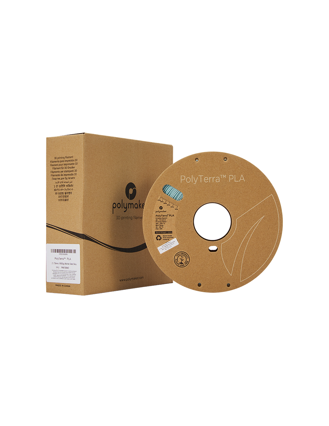 Polymaker PolyTerra PLA : 3D-Druck Filament : 1,75 mm (1Kg) : Marmor Schiefer Grau