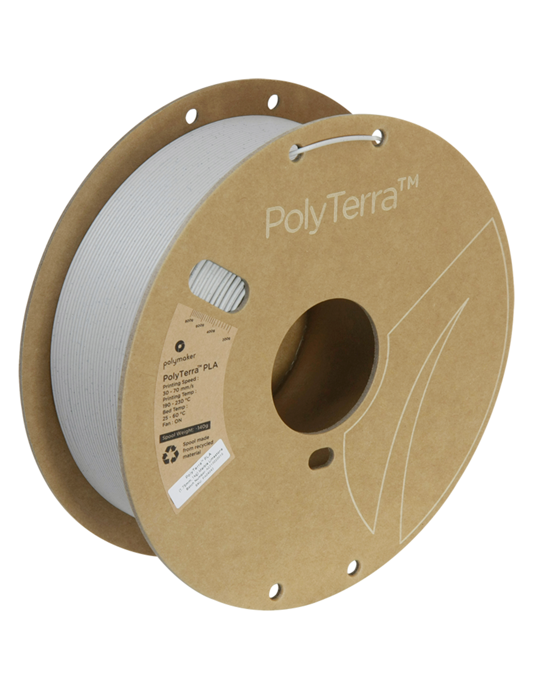 Polymaker PolyTerra PLA : 3D-Druck Filament : 1,75 mm (1Kg) : Limestone Marble Grey