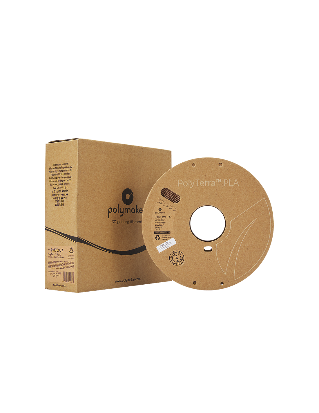 Polymaker PolyTerra PLA : 3D Printing Filament : 1.75 mm (1Kg) : Brown