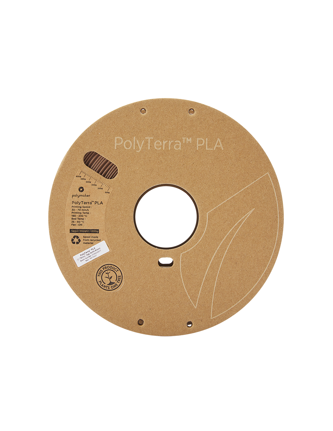 Polymaker PolyTerra PLA : 3D Printing Filament : 1.75 mm (1Kg) : Brown