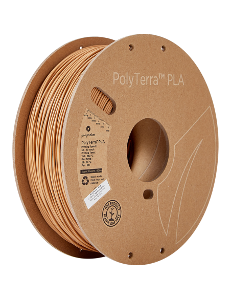 Polymaker PolyTerra PLA : Filamento para impressão 3D : 1,75 mm (1Kg) : Castanho madeira