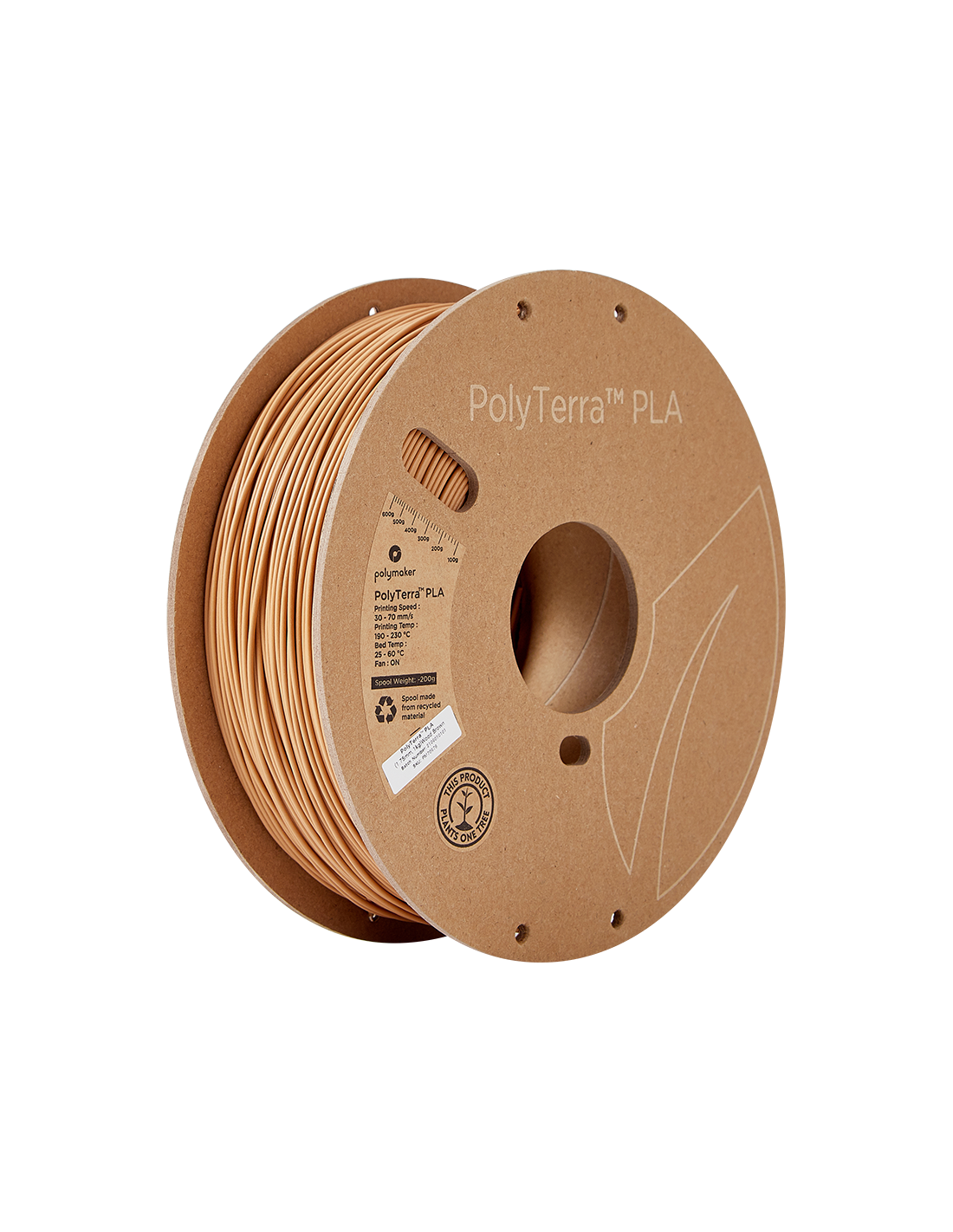 Polymaker PolyTerra PLA : 3D-Druckfilament : 1,75 mm (1Kg) : Holzbraun