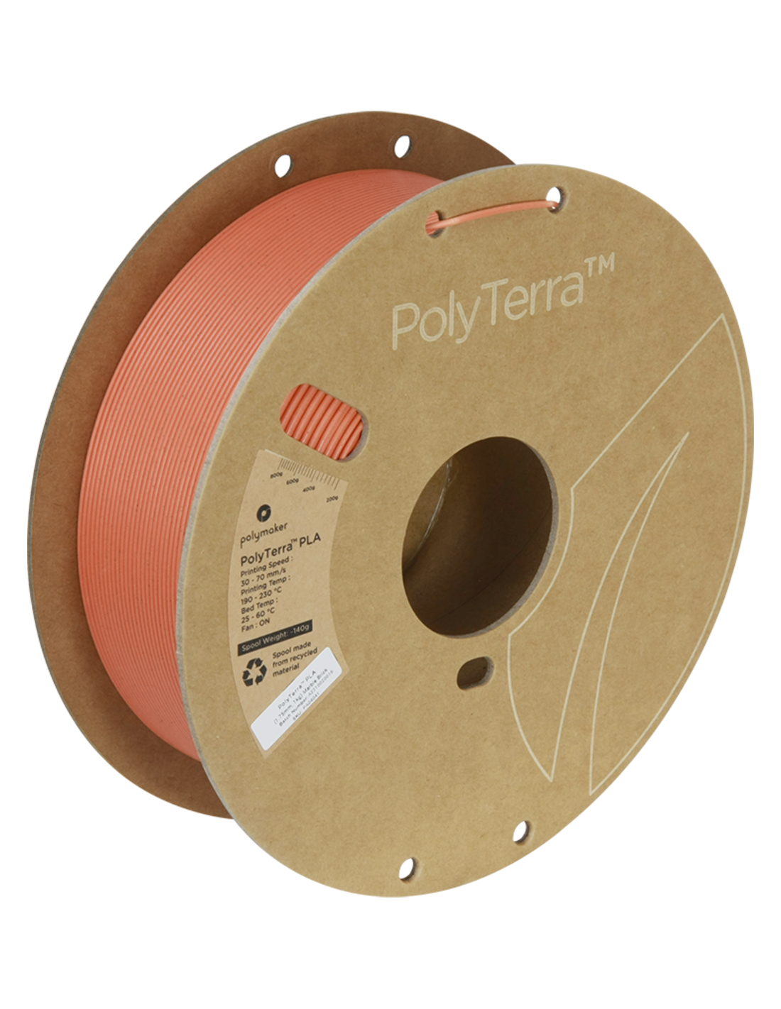 Polymaker PolyTerra PLA : Filamento para impressão 3D : 1,75 mm (1Kg) : Marble Brick Brown