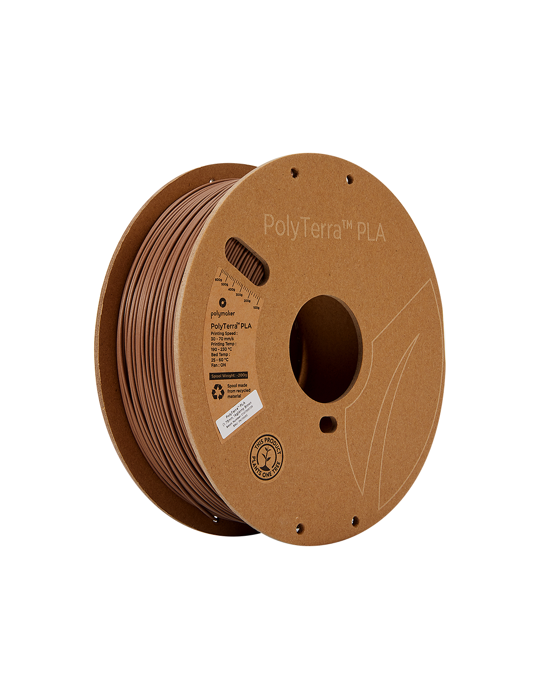 Polymaker PolyTerra PLA : 3D-Druck Filament : 1,75 mm (1Kg) : Military Brown