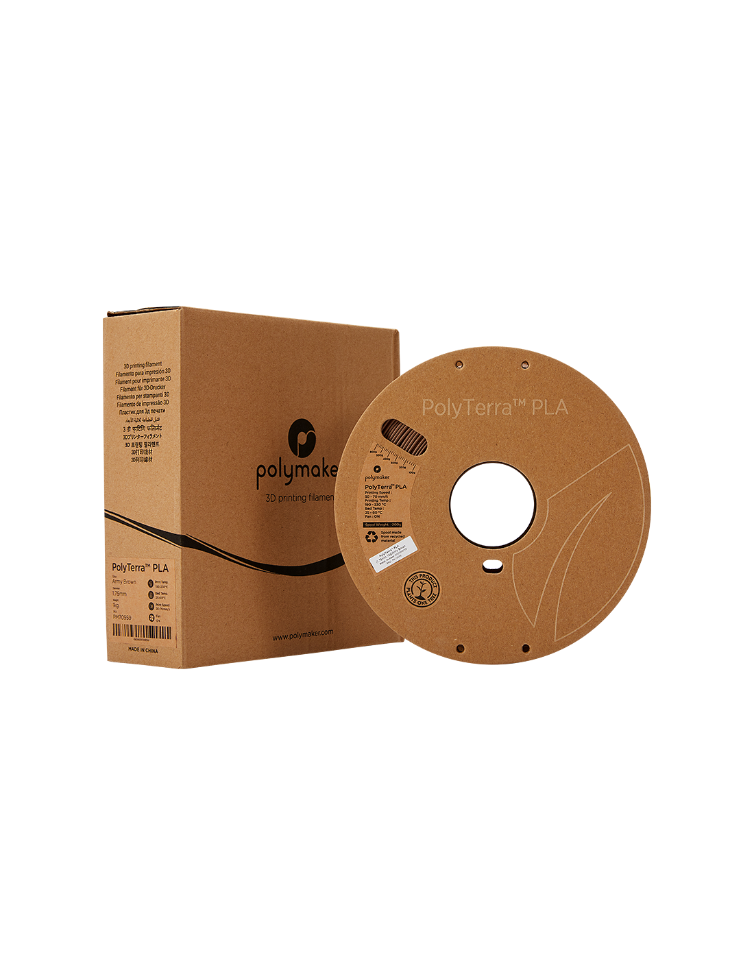 Polymaker PolyTerra PLA : 3D-Druck Filament : 1,75 mm (1Kg) : Military Brown