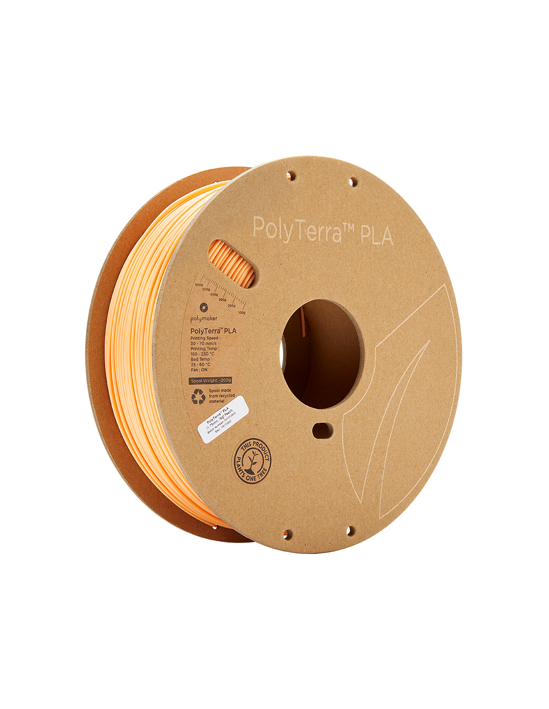 Polymaker PolyTerra PLA | 3D Printing Filament | 1,75 mm (1Kg) | Peach Orange