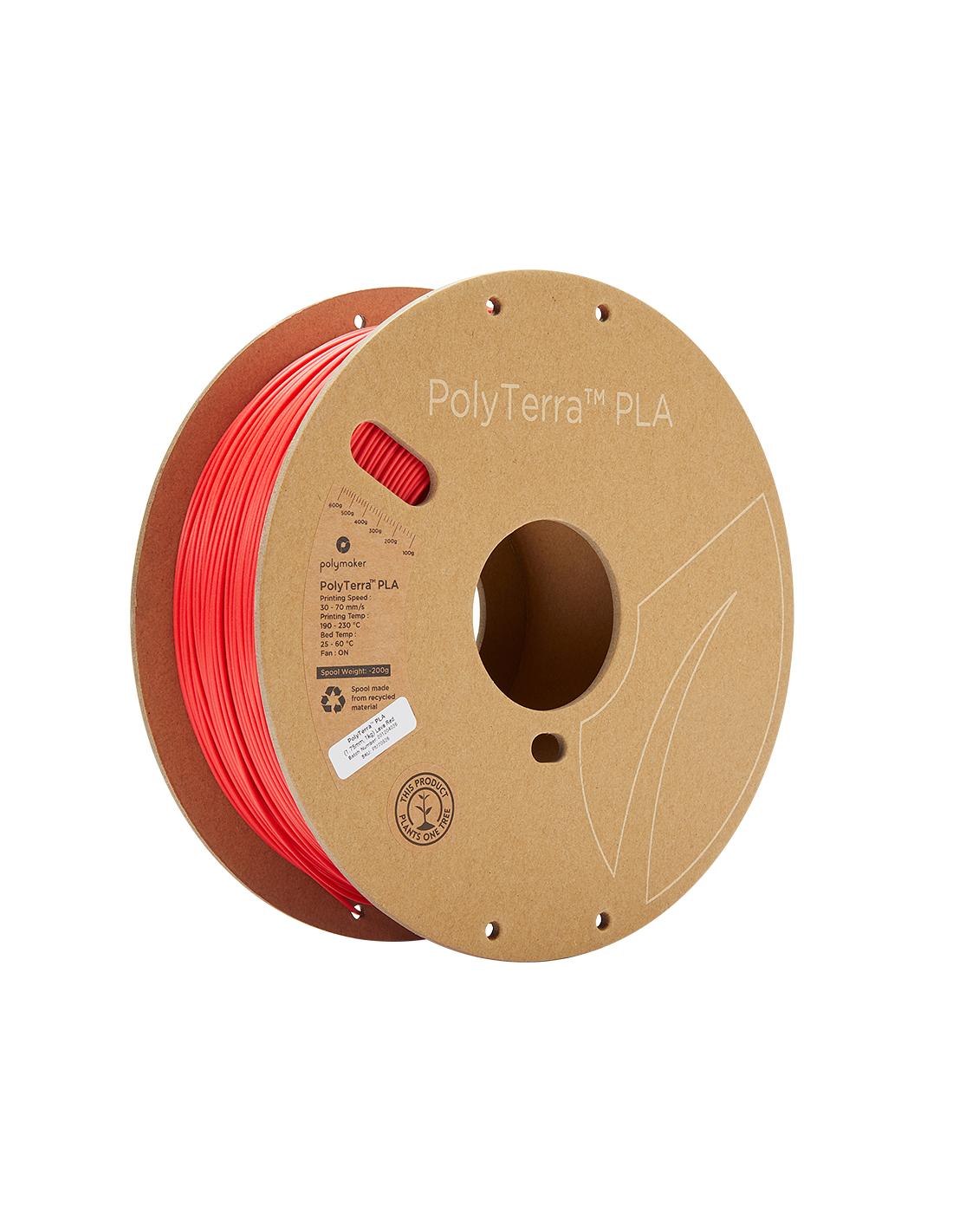 Polymaker PolyTerra PLA | Filamento para impressão 3D | 1,75 mm (1Kg) | Vermelho Lava