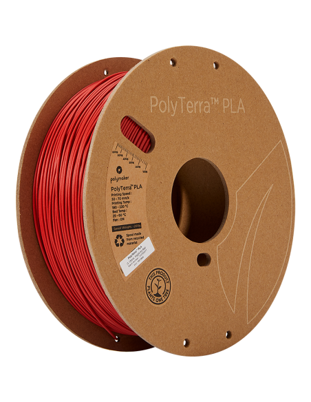 Polymaker PolyTerra PLA | Filamento para impressão 3D | 1,75 mm (1Kg) | Vermelho militar