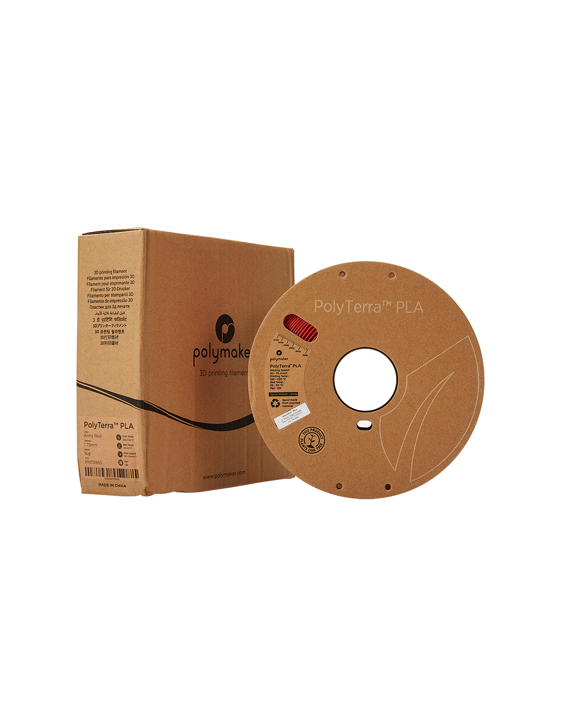 Polymaker PolyTerra PLA : Filament for 3D printing : 1,75 mm (1Kg) : Military red