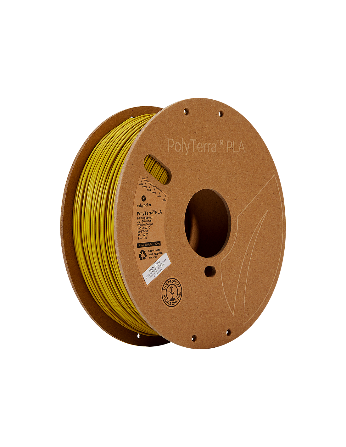 Polymaker PolyTerra PLA : Filament pour impression 3D : 1,75 mm (1Kg) : Vert clair militaire