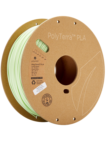 Polymaker PolyTerra PLA : Filamento para impressão 3D : 1,75 mm (1Kg) : Verde menta