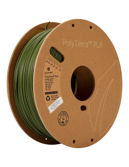 Polymaker PolyTerra PLA : Filament d'impression 3D : 1,75 mm (1Kg) : Vert foncé militaire