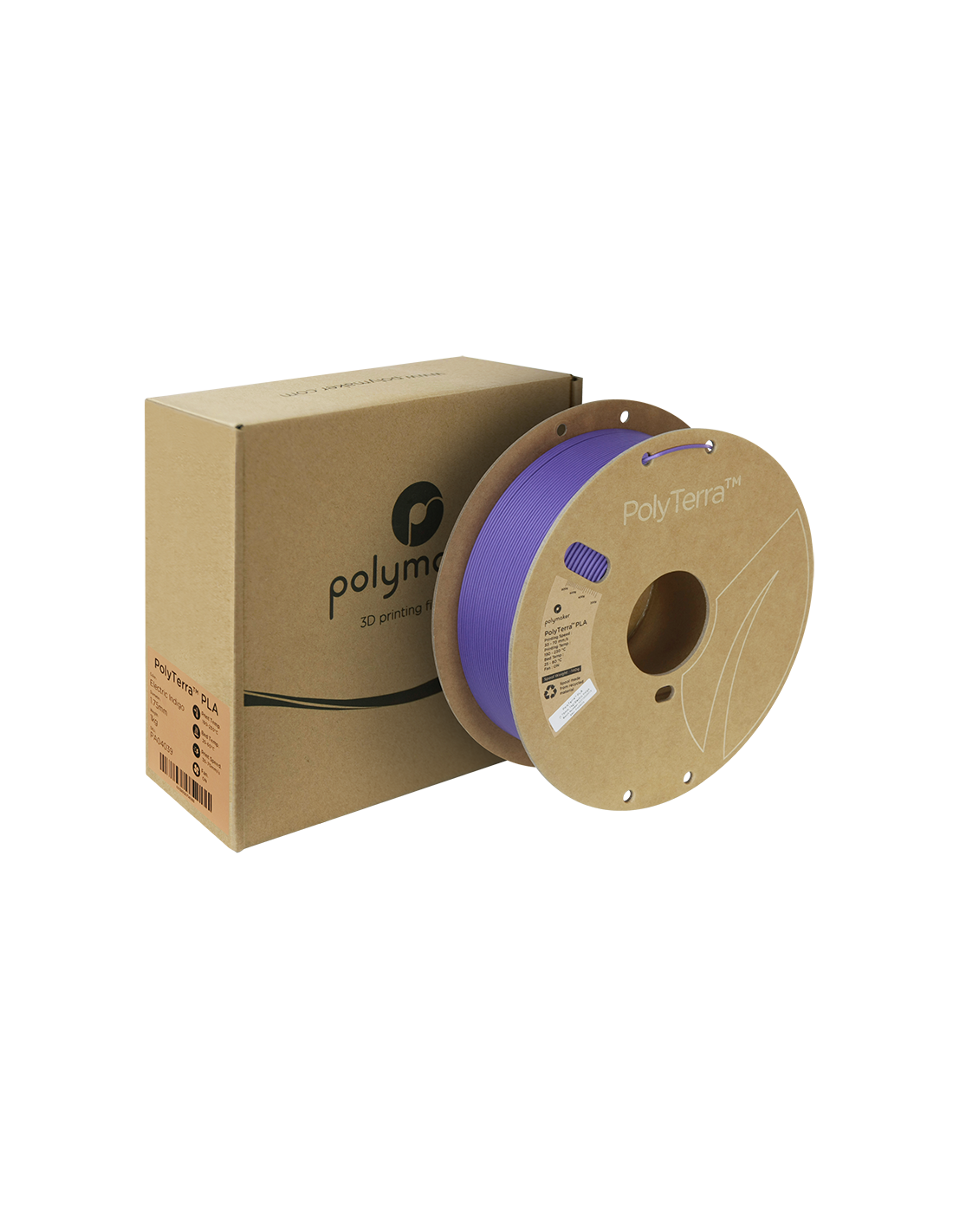 Polymaker PolyTerra PLA : Filament pour impression 3D : 1,75 mm (1Kg) : Violet indigo électrique