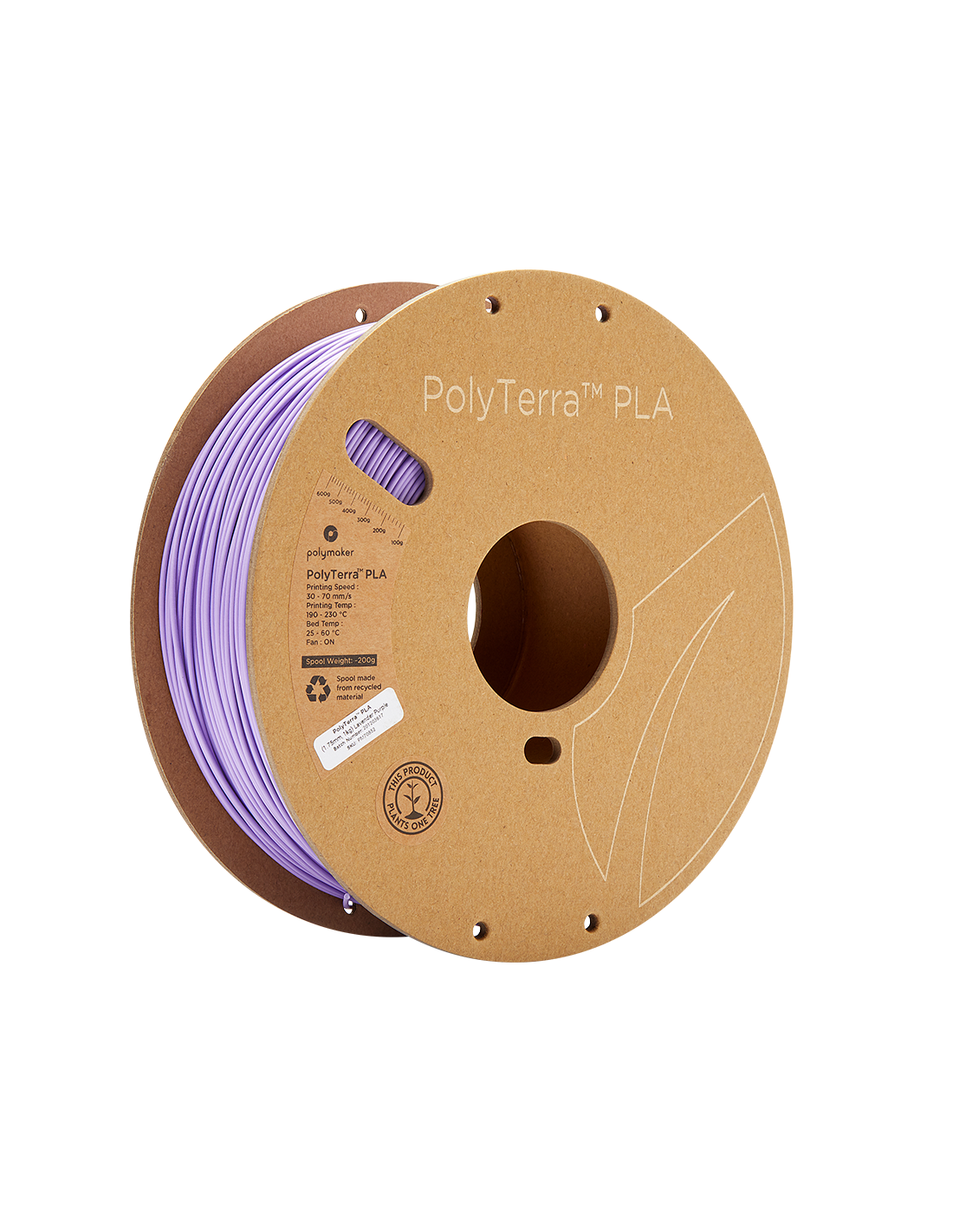 Polymaker PolyTerra PLA : Filament pour Impression 3D : 1,75 mm (1Kg) : Violet Lavande