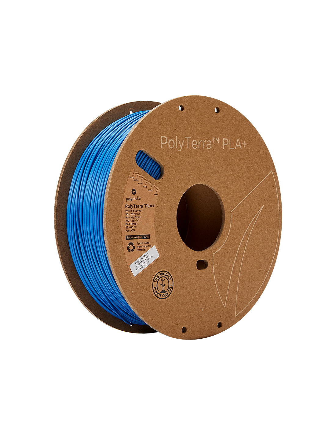 Polymaker PolyTerra PLA + : Filament pour impression 3D : 1,75 mm (1Kg) : Bleu