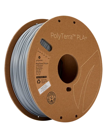 Polymaker PolyTerra PLA + : Filamento para impressão 3D : 1,75 mm (1Kg) : Cinzento