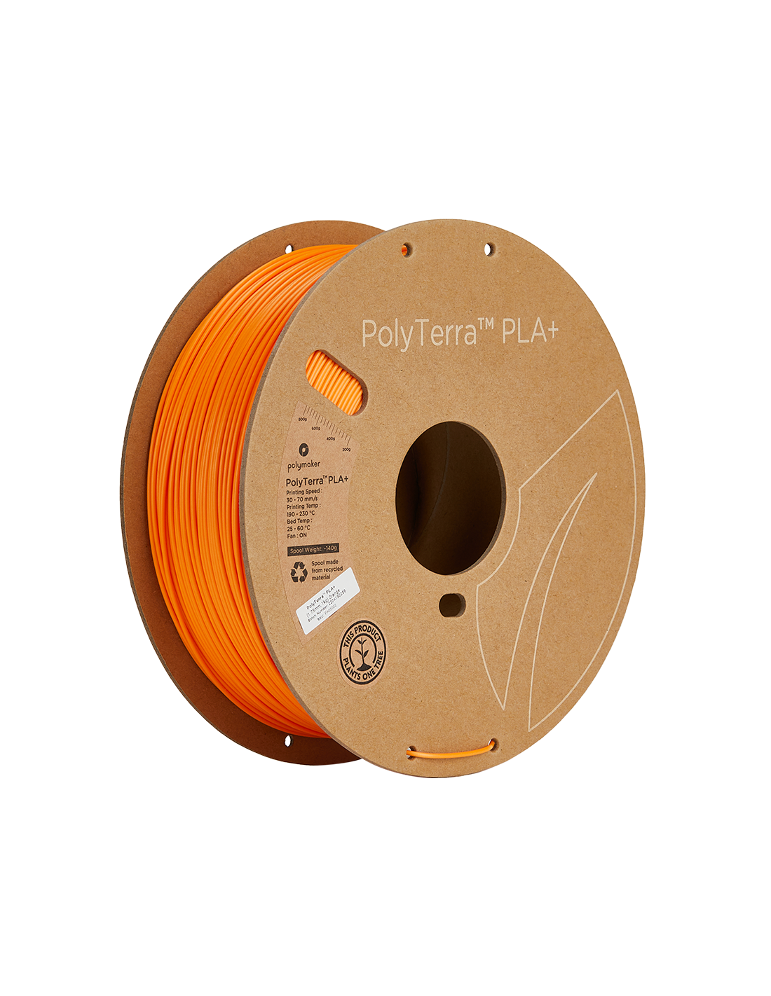 Polymaker PolyTerra PLA + | Filamento para impressão 3D | 1,75 mm (1Kg) | Laranja