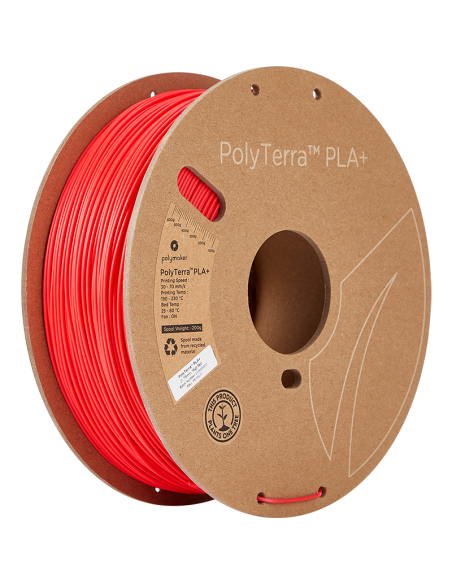 Polymaker PolyTerra PLA + : Filamento para impressão 3D : 1,75 mm (1Kg) : Vermelho