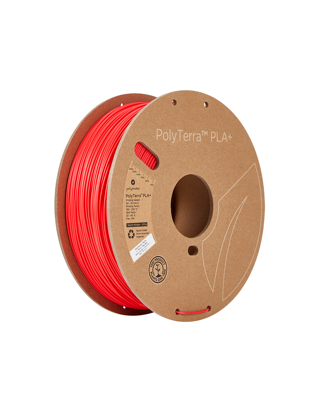 Polymaker PolyTerra PLA + | Filamento para impresión 3D | 1,75 mm (1Kg) | Rojo