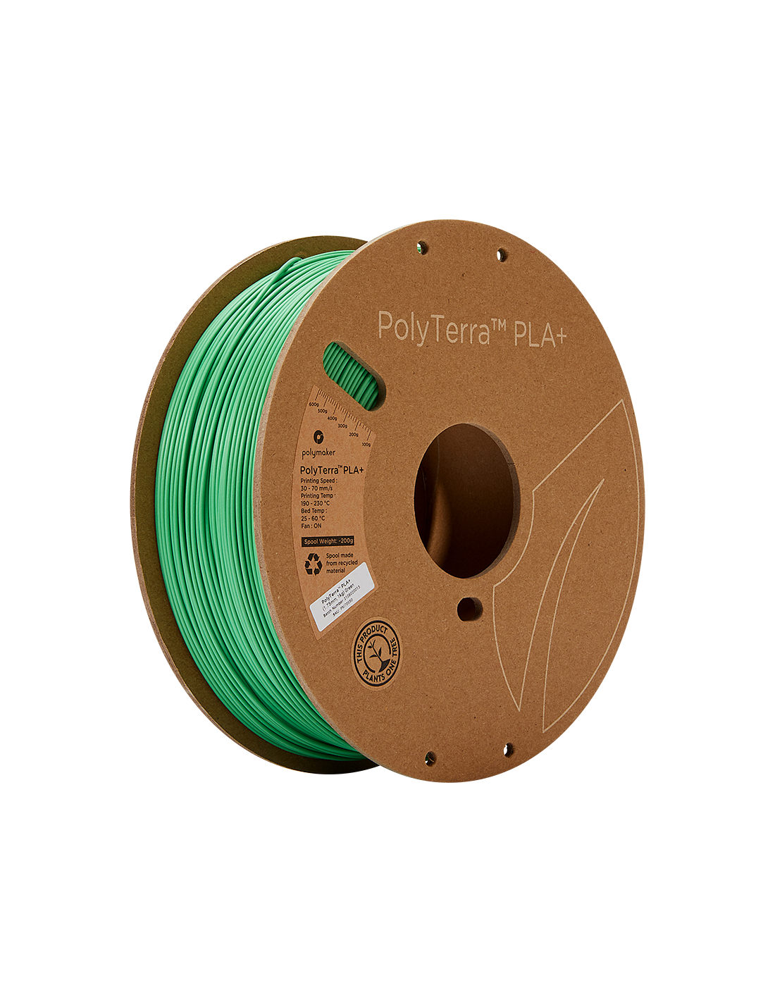 Polymaker PolyTerra PLA + : Filament pour impression 3D : 1,75 mm (1Kg) : Vert