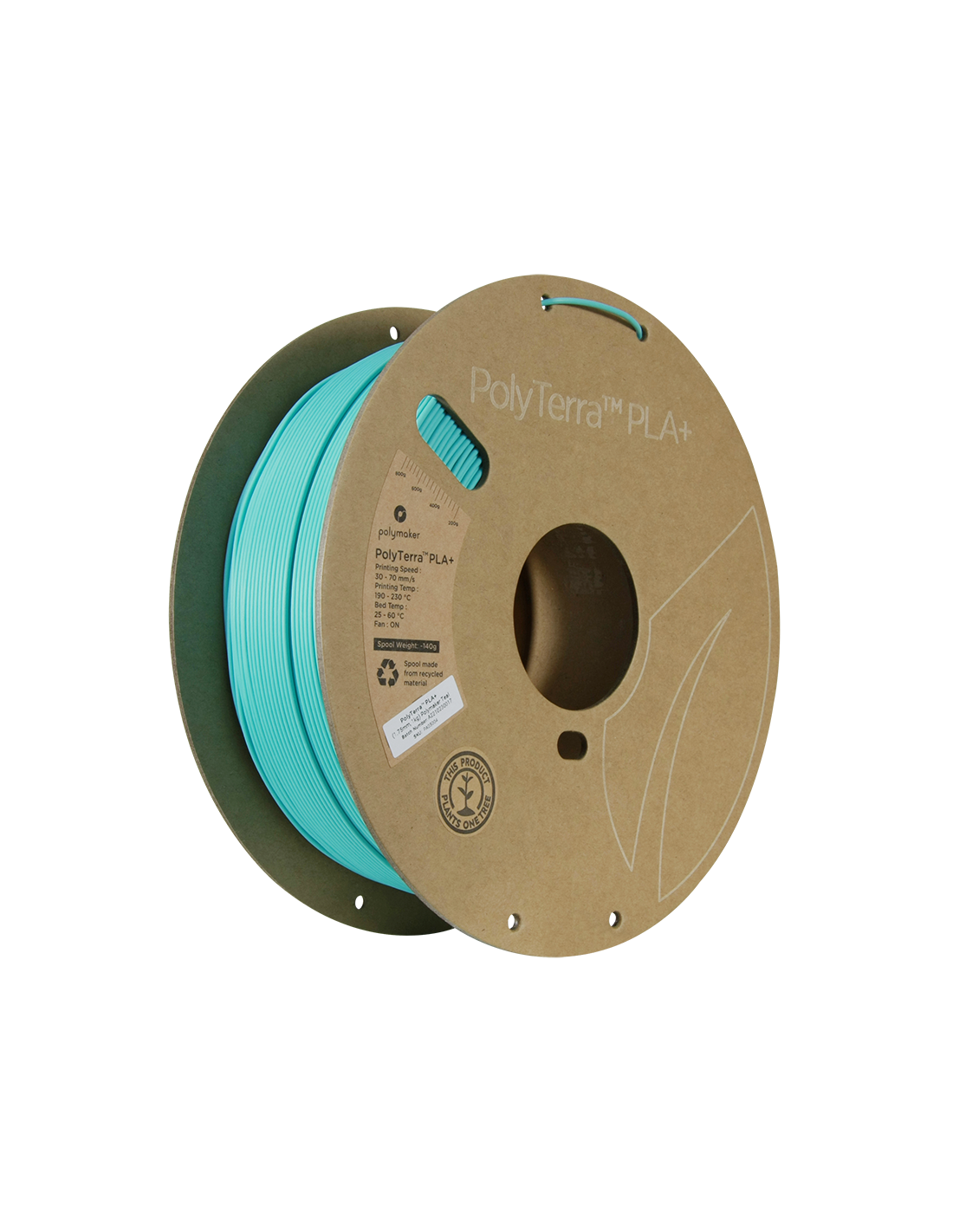 Polymaker PolyTerra PLA + : 3D printing filament : 1,75 mm (1Kg) : Turquoise blue