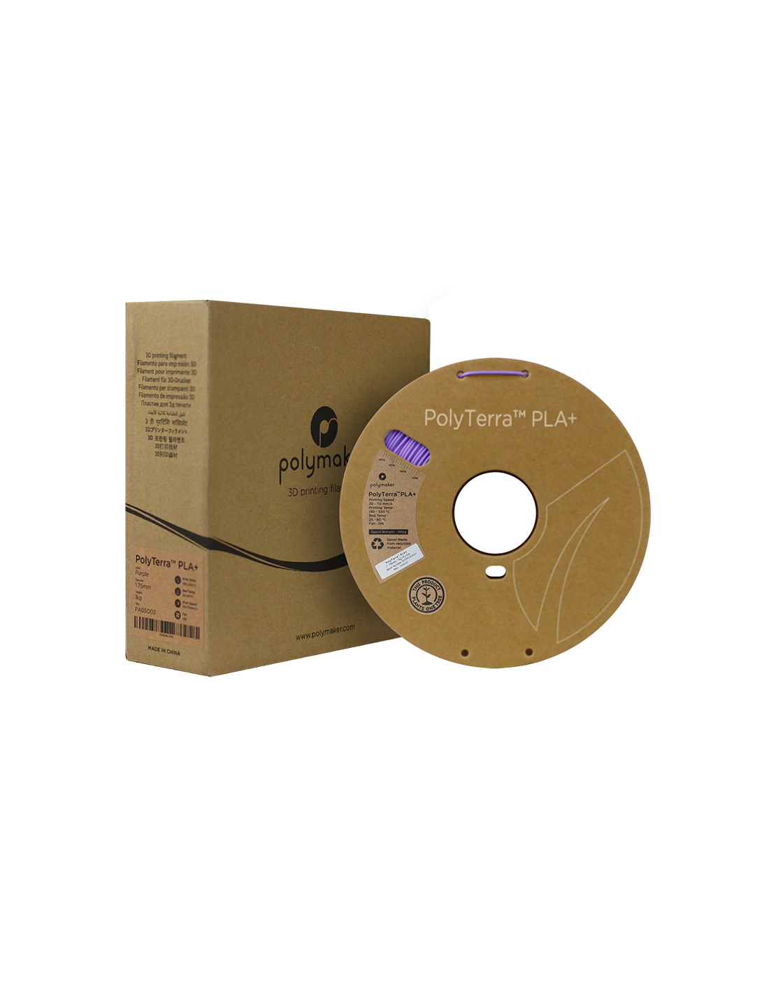 Polymaker PolyTerra PLA + : 3D Printing Filament : 1,75 mm (1Kg) : Violet