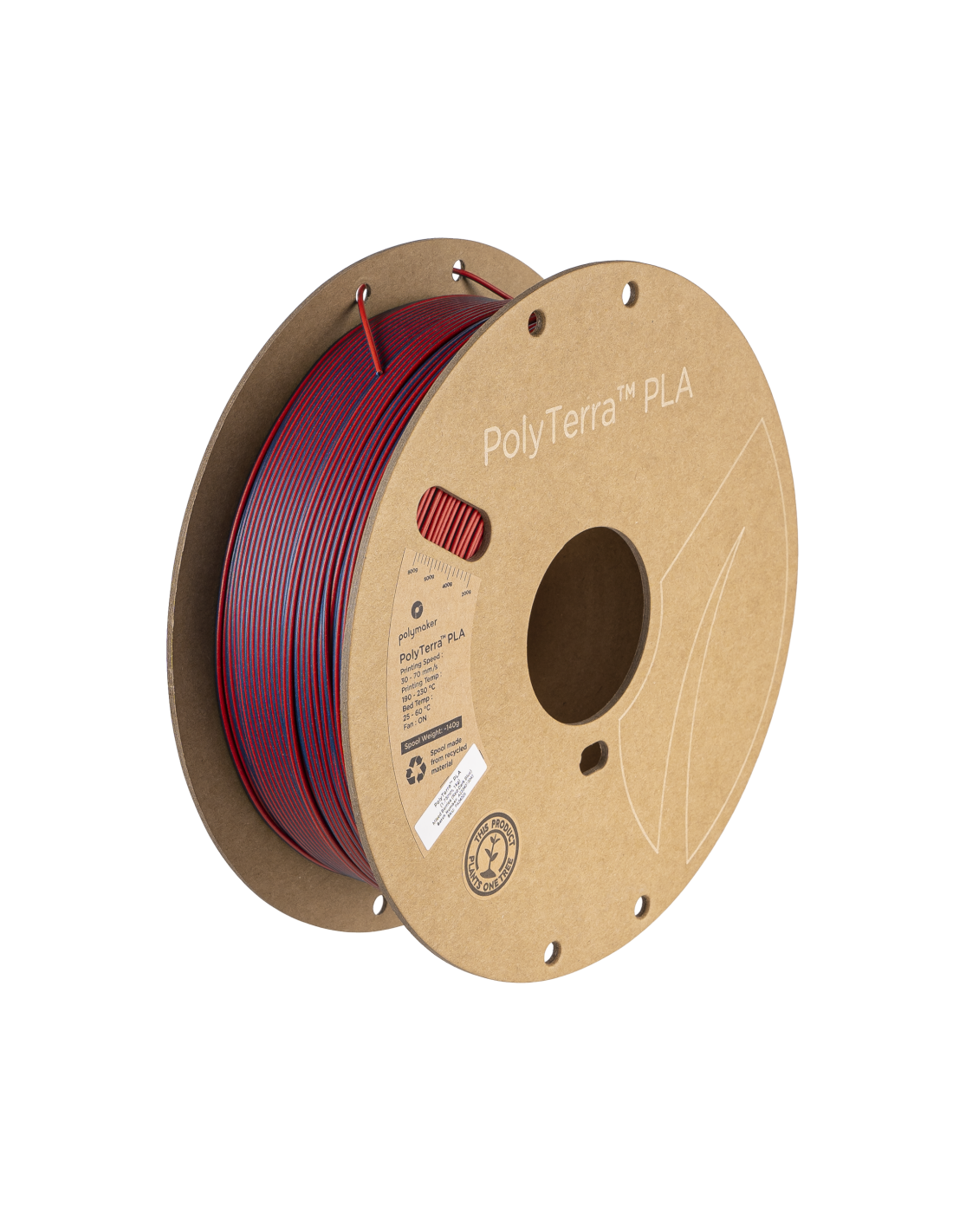 Polymaker Polyterra PLA Dual Colour : Filament pour impression 3D : 1,75 mm (1Kg) : Mixed Berry (rouge-bleu foncé)