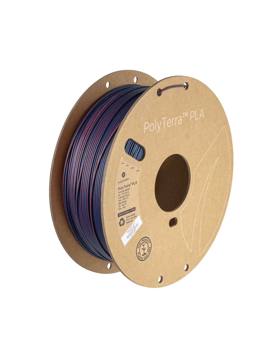 Polymaker Polyterra PLA Dual Color | 3D Printing Filament | 1,75 mm (1Kg) | Mixed Berry (red-dark blue)