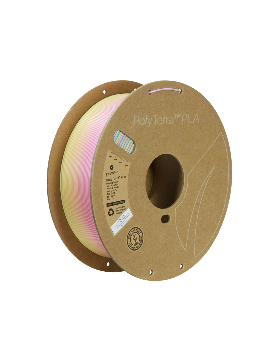 Polymaker Polyterra PLA Gradient : Filament pour Impression 3D : 1,75 mm (1Kg) : Pastel arc-en-ciel