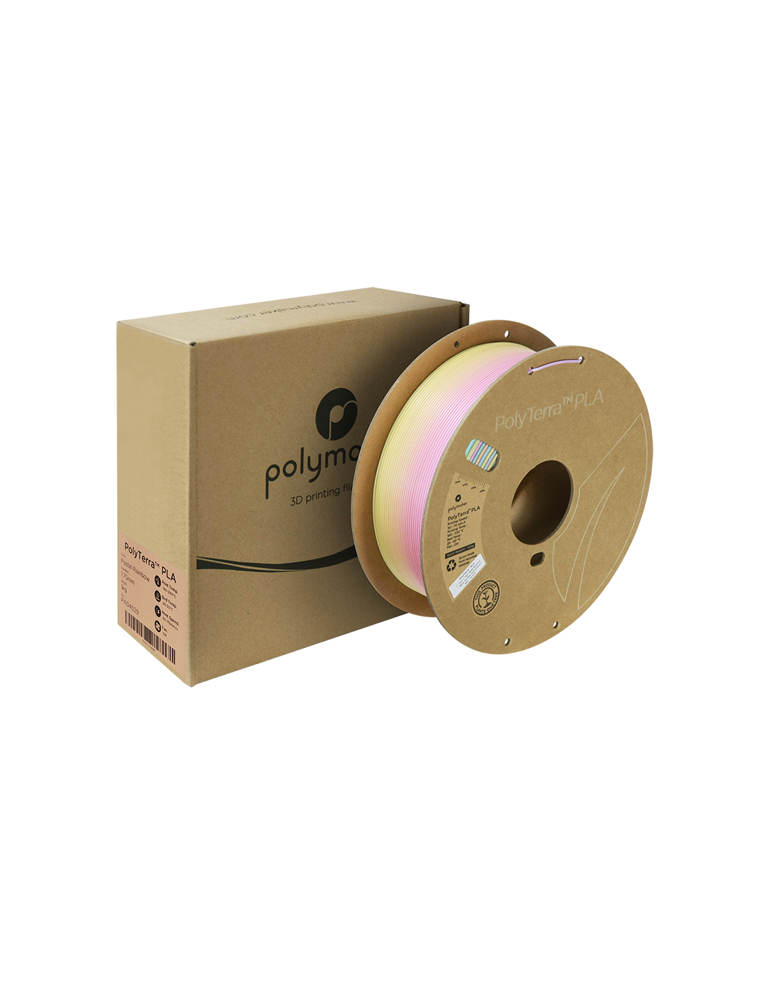 Polymaker Polyterra PLA Gradient : Filament pour Impression 3D : 1,75 mm (1Kg) : Pastel arc-en-ciel