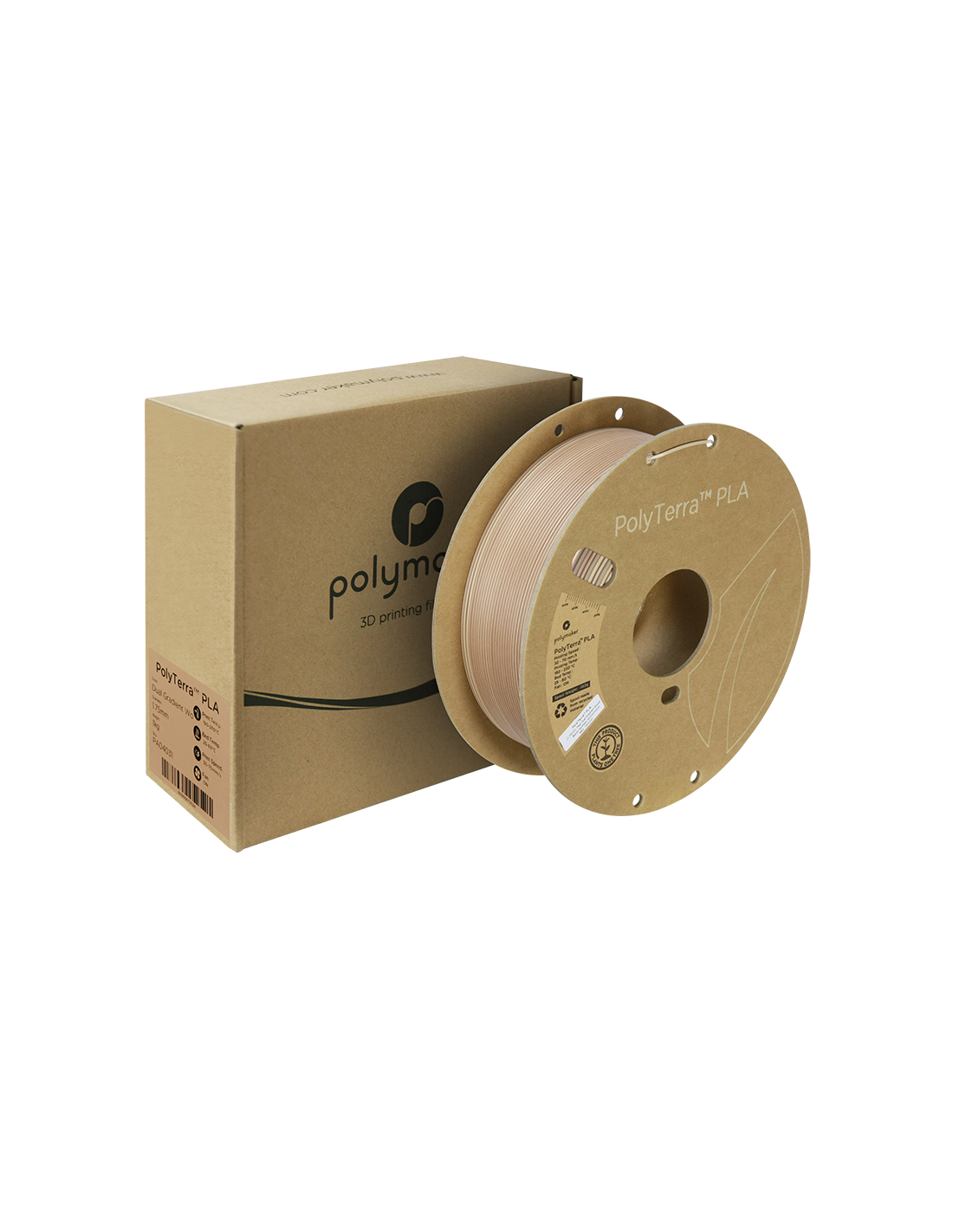 Polymaker Polyterra PLA Gradient | Filamento para impresión 3D | 1,75 mm (1Kg) | Marrón madera