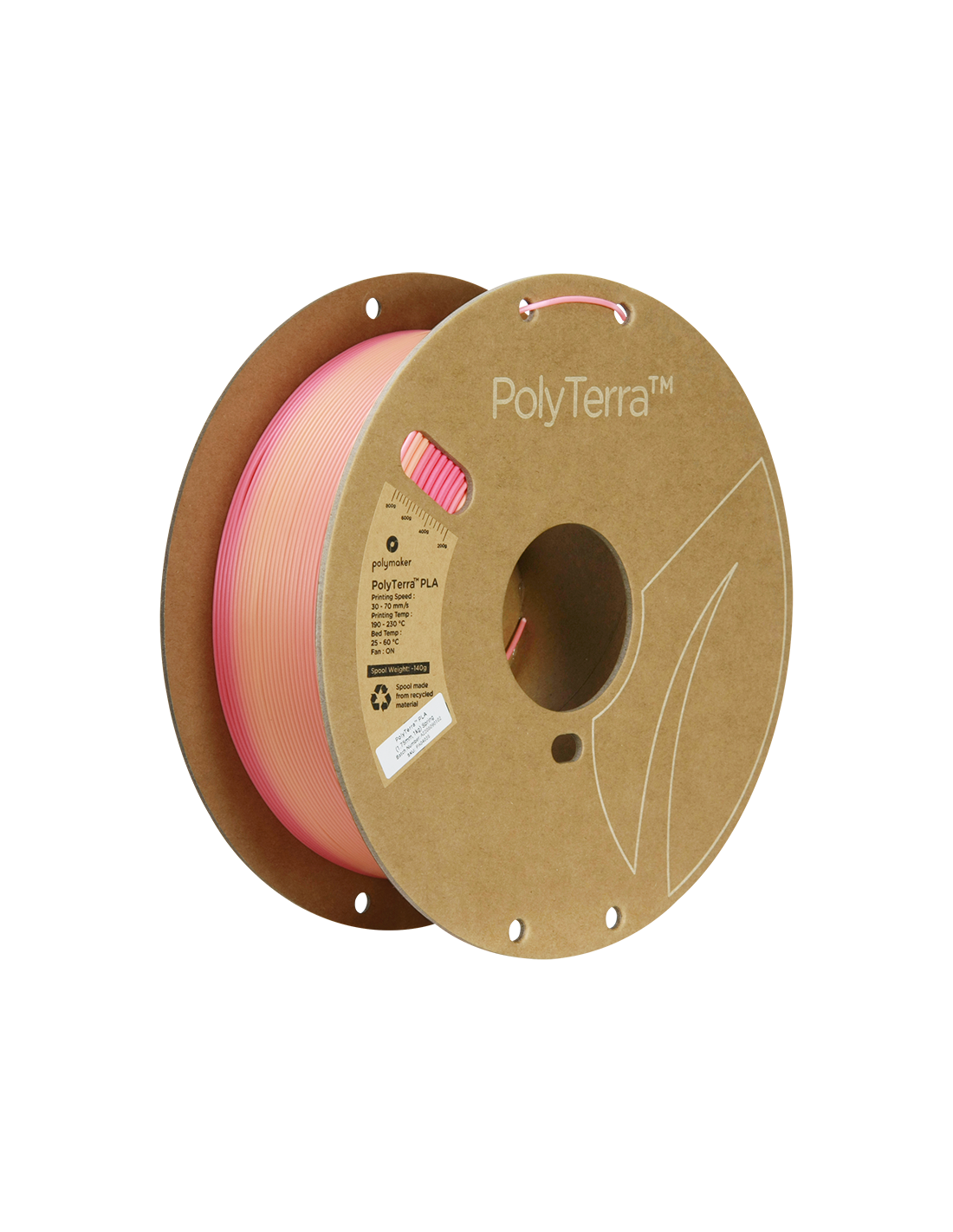 Polymaker Polyterra PLA Gradient : Filament pour Impression 3D : 1,75 mm (1Kg) : Ressort (rose-pêche)