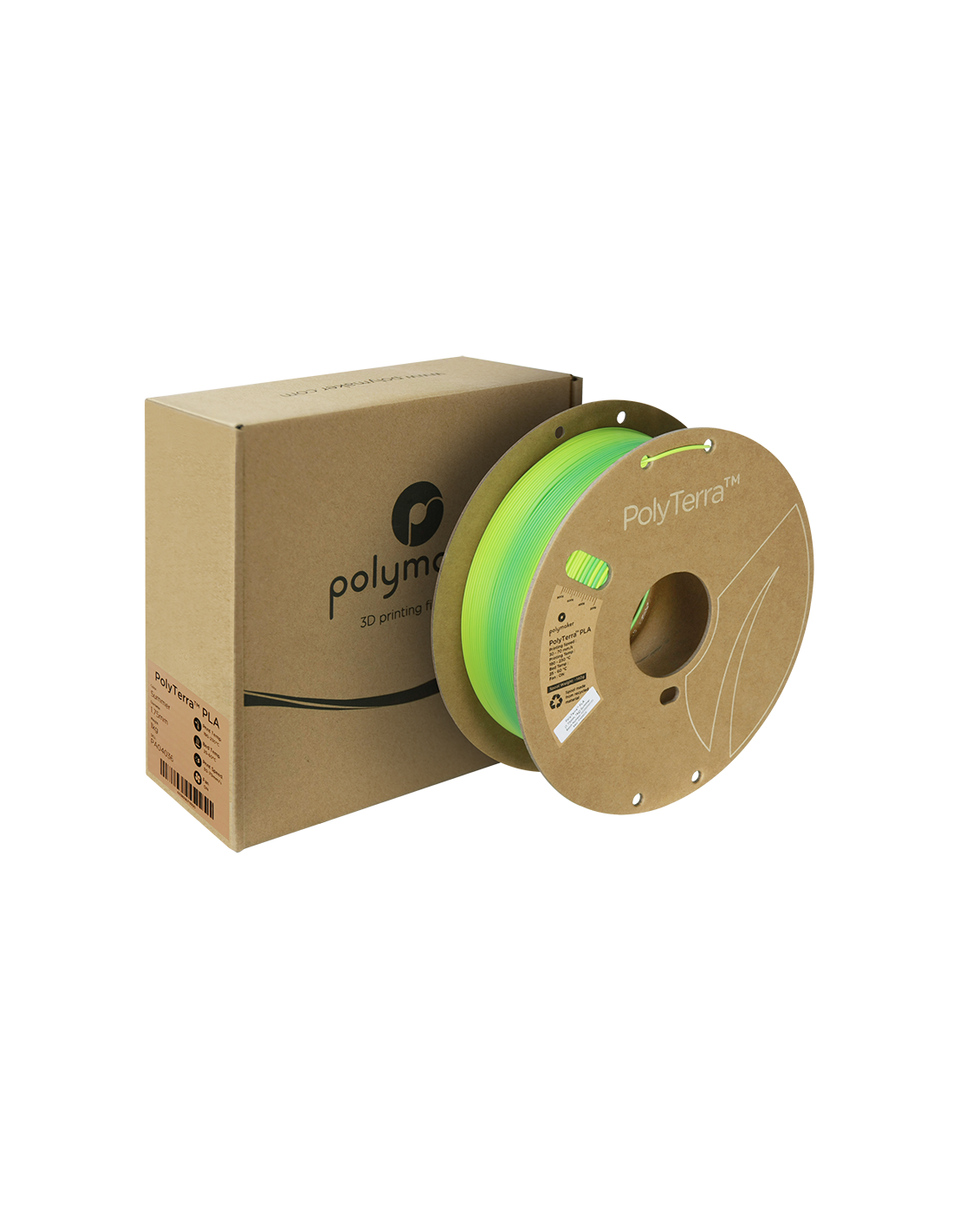 Polymaker Polyterra PLA Gradient : Filament pour Impression 3D : 1,75 mm (1Kg) : Eté (Jaune-bleu-turquoise)