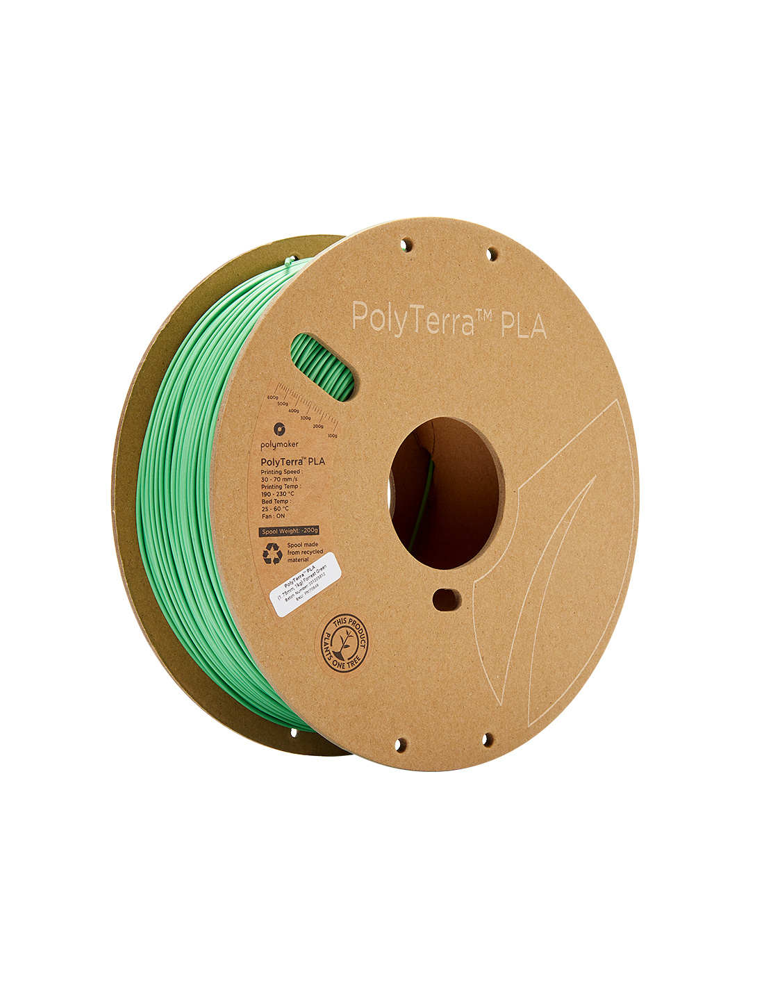 Polymaker PolyTerra PLA | Filamento para impresión 3D | 1,75 mm (1Kg) | Verde Forrest